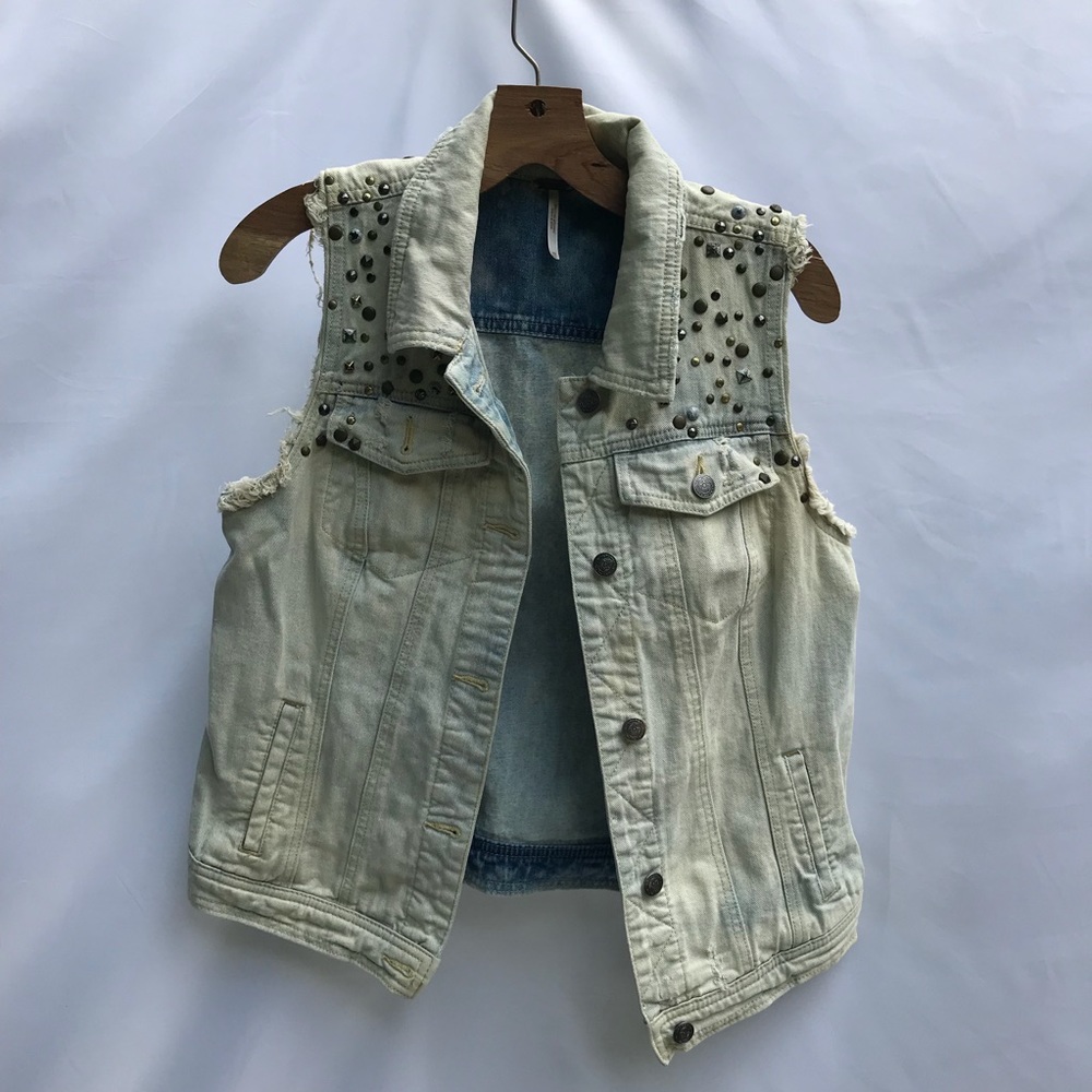 FP Studded Denim Vest